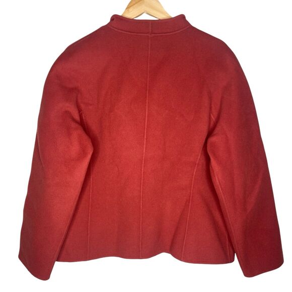 TALBOTS Jacket Coat Size 16 Petites 100% Wool Orange Button Front Blazer - Picture 5 of 11